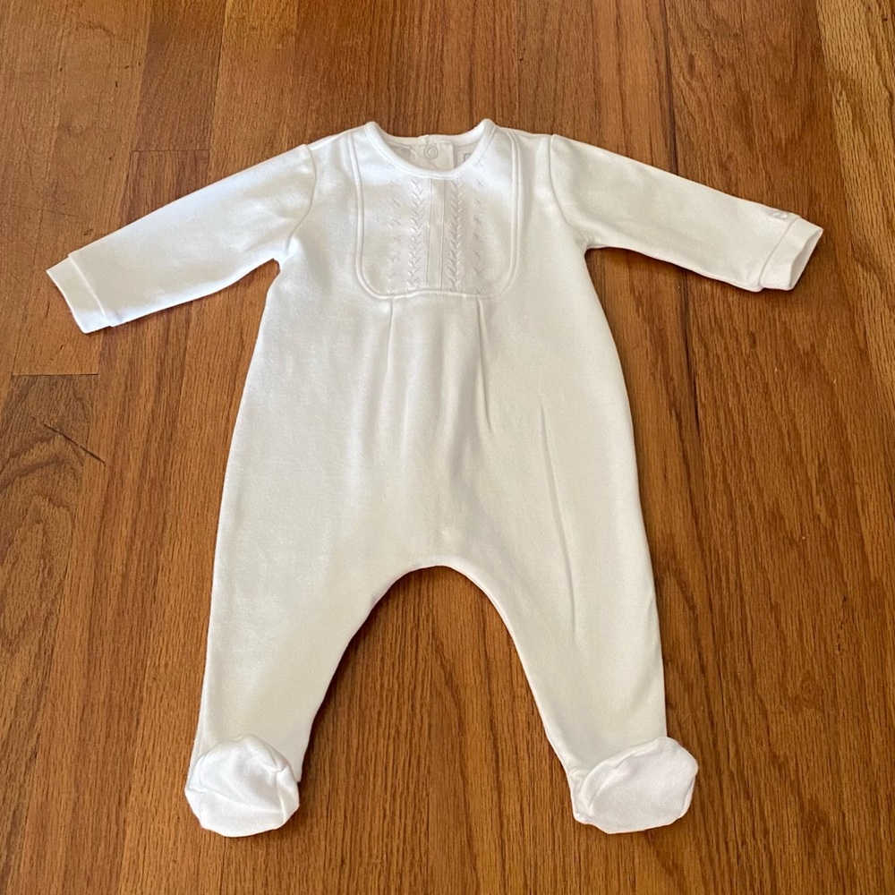 Emile et Rose Classic Mallory Embroidered  White Kids One Piece
